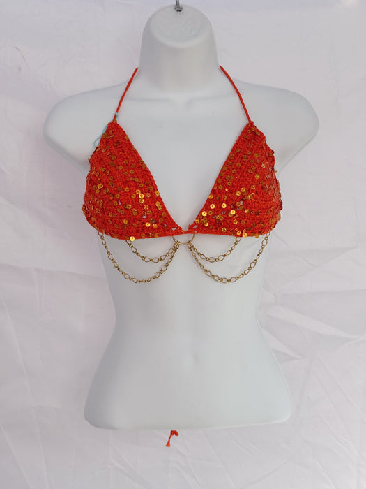 Triangle top (orange sequin doré)